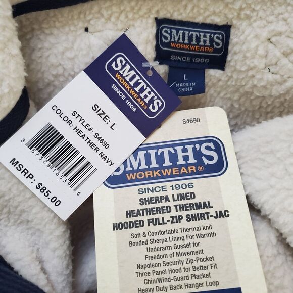 Smith's Workwear Sherpa-Lined Hooded Thermal Shirt Jacket Sz L - Picture 12 of 13